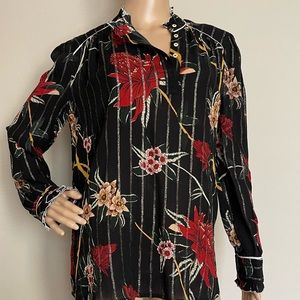 BA&SH, Metallic floral jacquard blouse